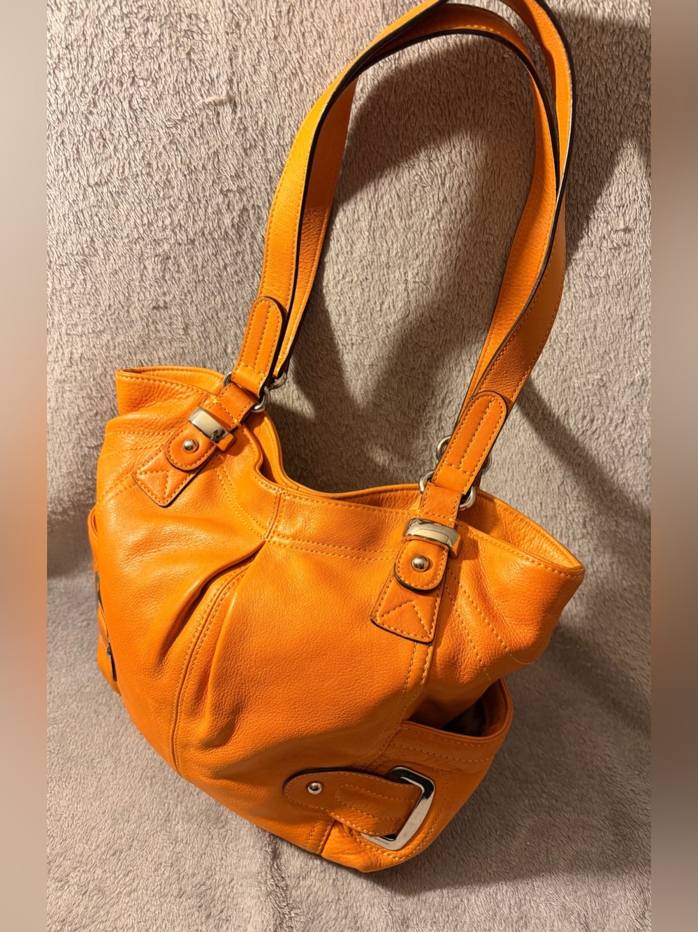 b. makowsky Orange Leather Shoulder Bag - Picture 4 of 8